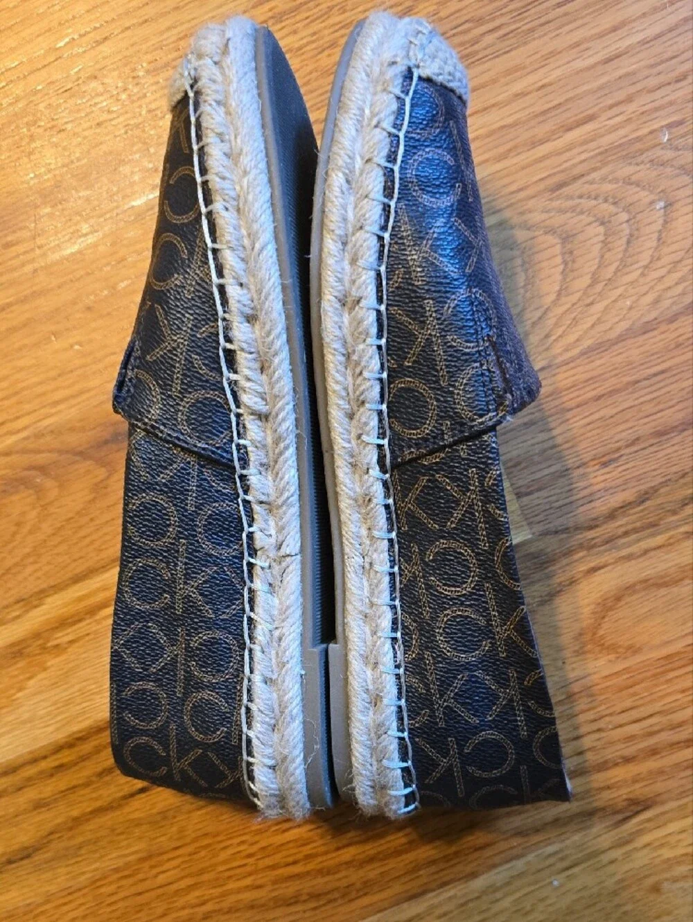 Calvin Klein Navy Monogram Espadrilles with Matching Wristlet